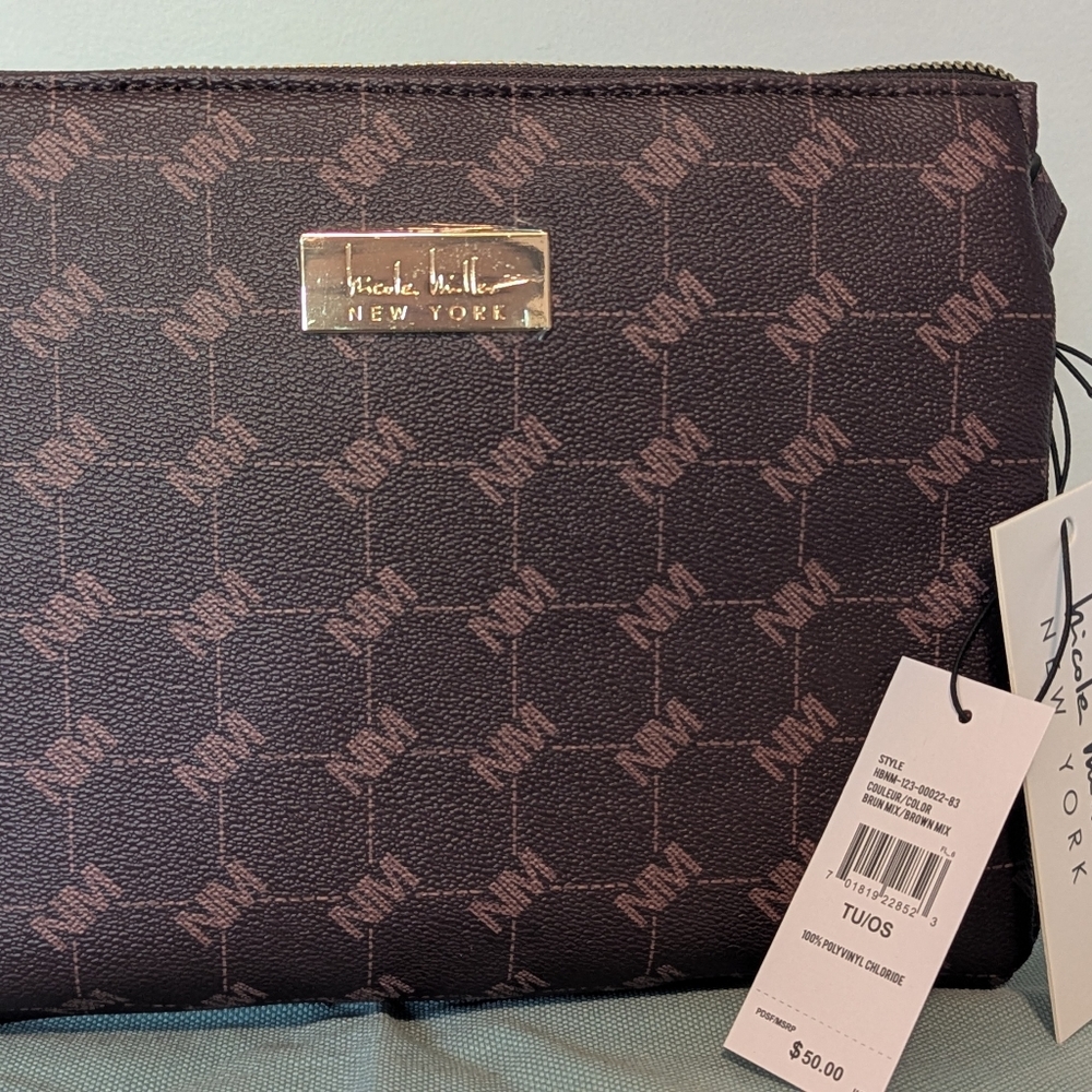 NWT Nicole Miller brown crossbody bag with matching coin purse
